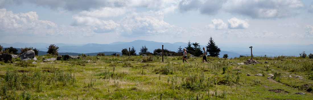 Photo of day hikers on the Appalachian Trail in the Mount Rogers High Country near Damascus